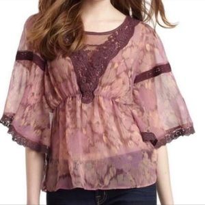 Free People Daydreamer Lace Boho Peasant Top